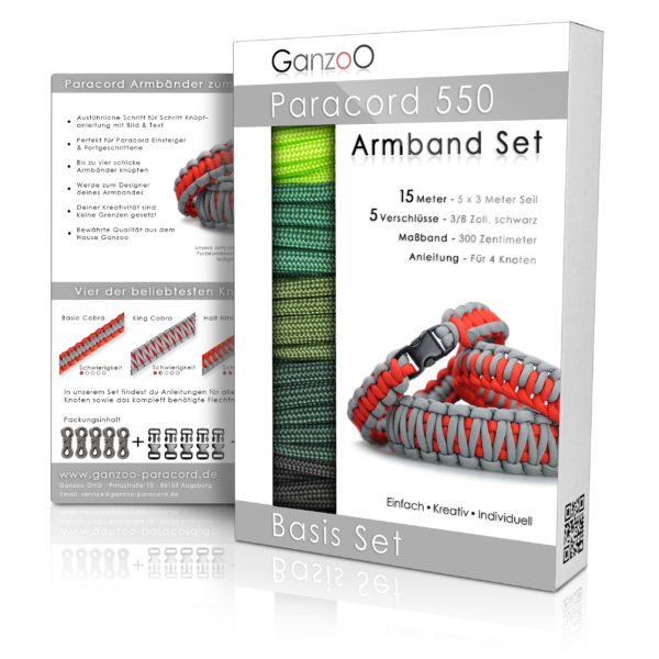 Ganzoo Paracord Starterset Armbänder 11 Sets mit 5 Bänder Verschlüsse 550 Typ III