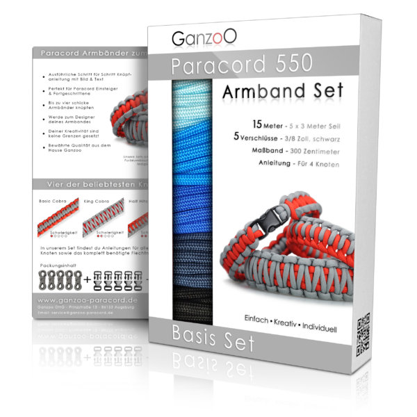 Ganzoo Paracord Starterset Armbänder 11 Sets mit 5 Bänder Verschlüsse 550 Typ III