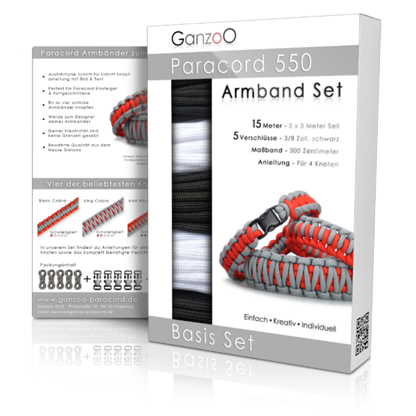 Ganzoo Paracord Starterset Armbänder 11 Sets mit 5 Bänder Verschlüsse 550 Typ III