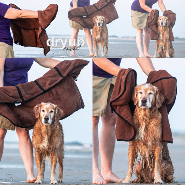 dryup towel Hundehandtuch Handtuch extra saugfähig Baumwolle Handtuch braun 75x120cm