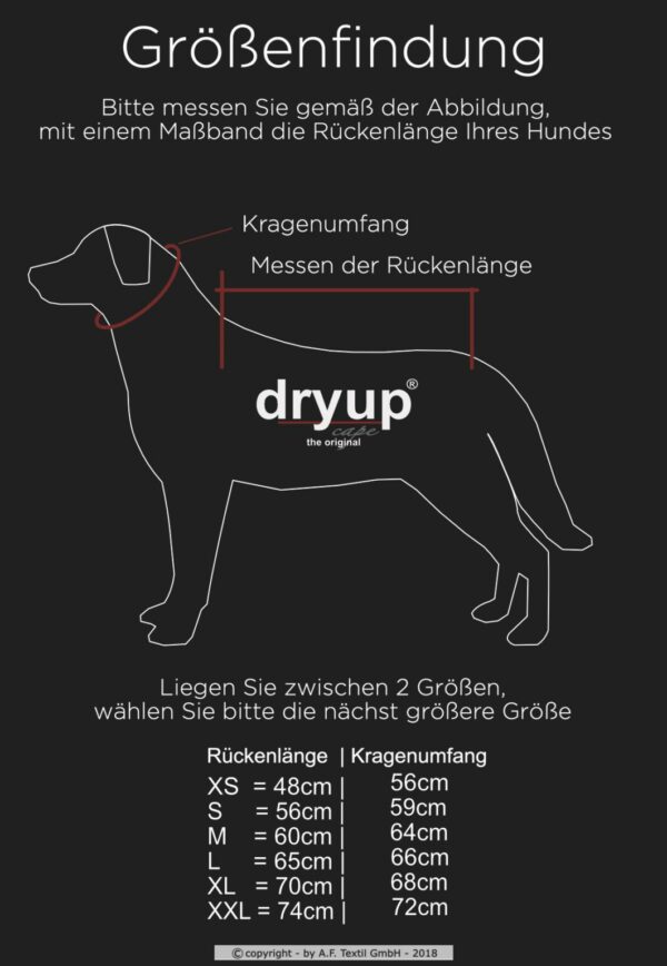 dryup® Cape Hundebademantel Trockencape Baumwollfrottee Größe XS-XXL alle Farben