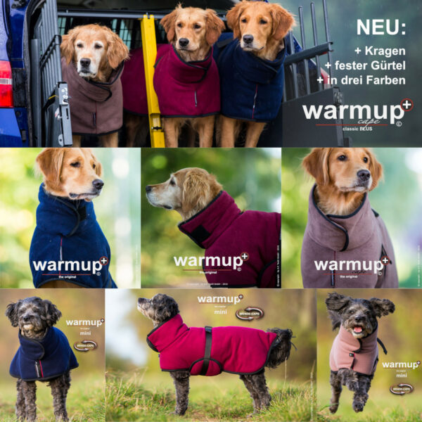 Warmup Cape PLUS Hundemantel Hundecape Hundejacke Hunde Mantel 3 Farben alle Größen