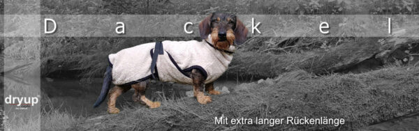 dryup Cape Hundebademantel speziell für Dackel Trockencape Baumwollfrottee 5 Größen