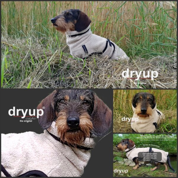 dryup Cape Hundebademantel speziell für Dackel Trockencape Baumwollfrottee 5 Größen