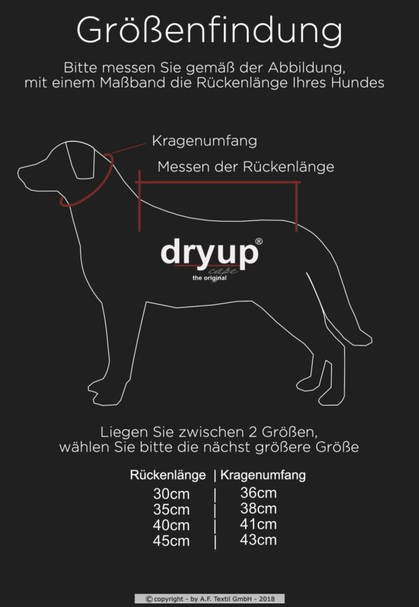 dryup® Cape MINI Hundebademantel Trockencape Baumwollfrottee Größe 30-45cm alle Farben