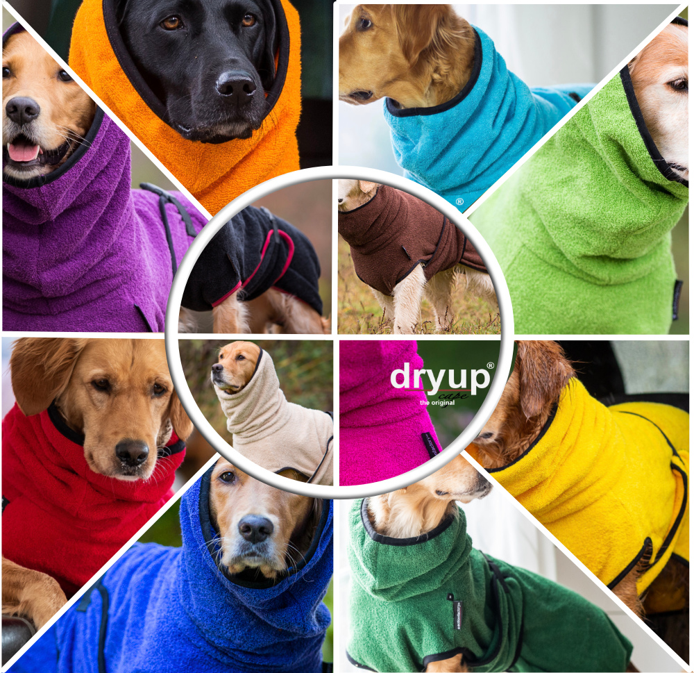 dryup® Cape Hundebademantel Trockencape Baumwollfrottee Größe XSXXL