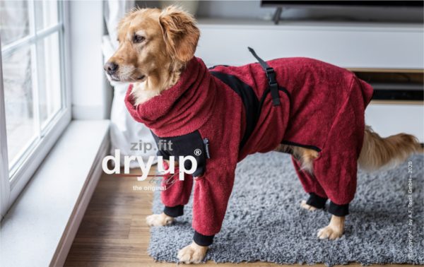 dryup® zip.fit® Body Cape Hundebademantel Trockencape Baumwollfrottee (Größe 30 cm - XXL)