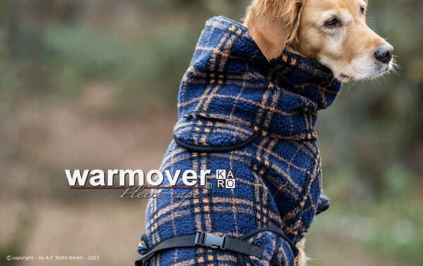 Actionfactory warmover KARO Cape Hundemantel Hundejacke Hunde Winter Weste Jacke Hund blue-ecru