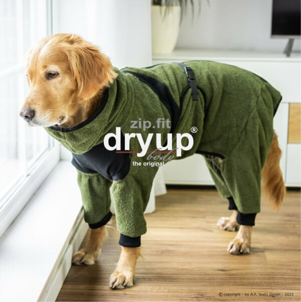 dryup® zip.fit® Body Cape Hundebademantel Trockencape Baumwollfrottee (Größe 30 cm - XXL)