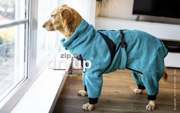 dryup® zip.fit® Body Cape Hundebademantel Trockencape Baumwollfrottee (Größe 30 cm - XXL)