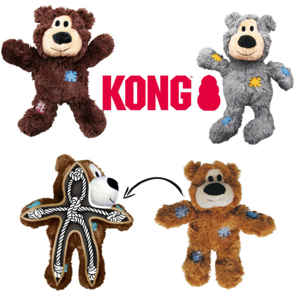 KONG® Wild Knots Bears - Hundespielzeug Bär Plüschtier mit Seil Bärchen Hundespielzeug alle Sorten