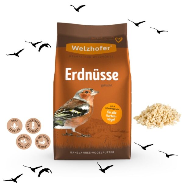 Welzhofer Erdnüsse gehackt 1 kg – Energie für Wild- & Gartenvögel