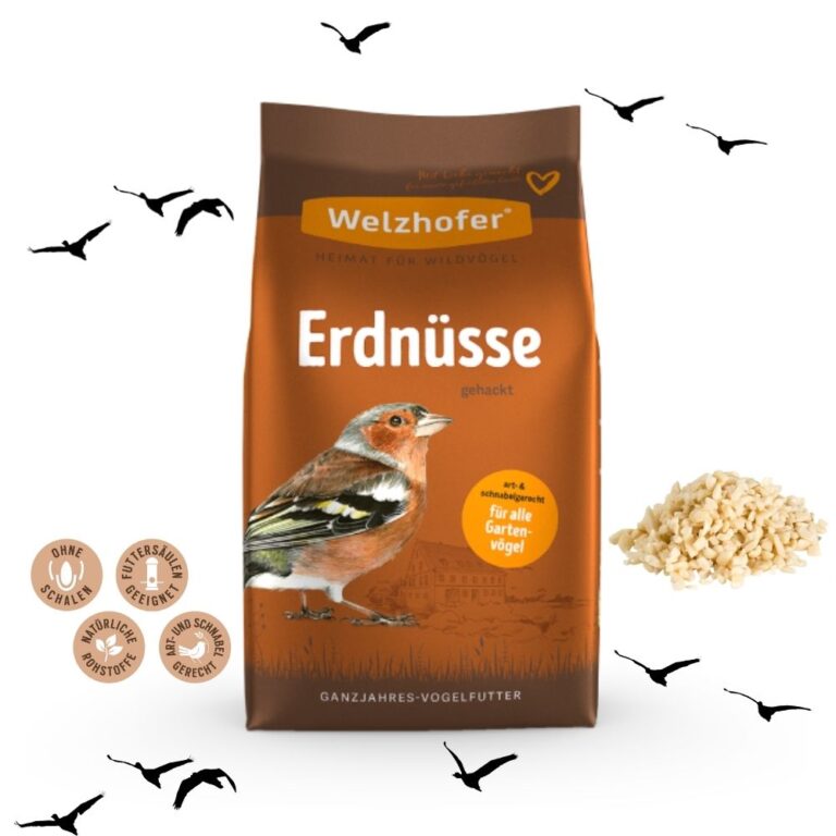Welzhofer Erdnüsse gehackt 1 kg – Energie für Wild- & Gartenvögel Wintervogelfutter