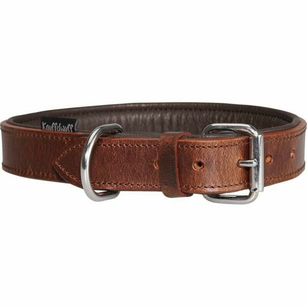 Knuffelwuff® Halsband Leder Lederhalsband alle Hunde Größen braun K38