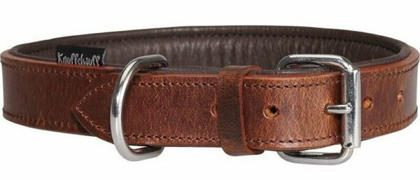 Knuffelwuff® Halsband Leder Lederhalsband alle Hunde Größen braun K38