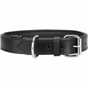 Knuffelwuff® Hundehalsband Leder Hunde Halsband alle Größen schwarz K36
