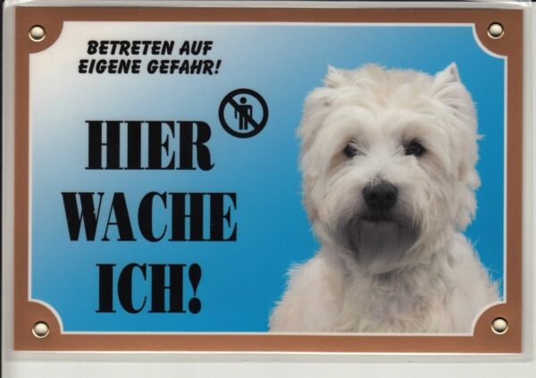 Warntafel "Hier wache ich" Hunde Warnschild 20x14 cm Außenbereich 25 Hunderassen