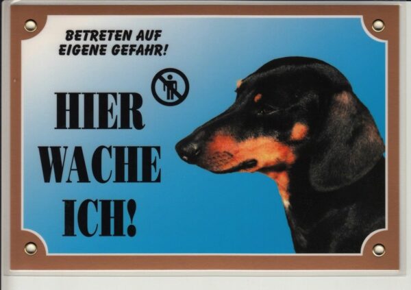 Warntafel "Hier wache ich" Hunde Warnschild 20x14 cm Außenbereich 25 Hunderassen