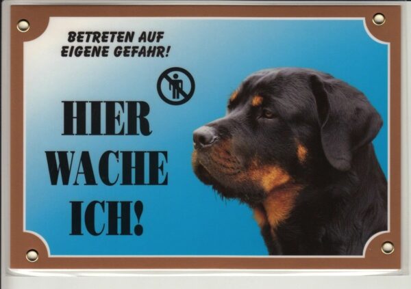 Warntafel "Hier wache ich" Hunde Warnschild 20x14 cm Außenbereich 25 Hunderassen