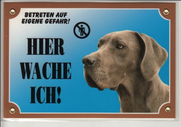 Warntafel "Hier wache ich" Hunde Warnschild 20x14 cm Außenbereich 25 Hunderassen