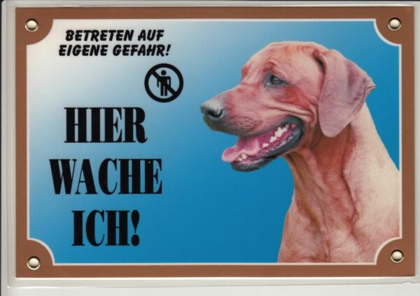 Warntafel "Hier wache ich" Hunde Warnschild 20x14 cm Außenbereich 25 Hunderassen