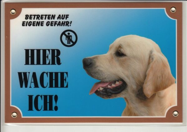 Warntafel "Hier wache ich" Hunde Warnschild 20x14 cm Außenbereich 25 Hunderassen