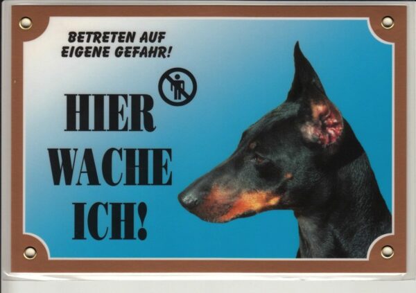Warntafel "Hier wache ich" Hunde Warnschild 20x14 cm Außenbereich 25 Hunderassen