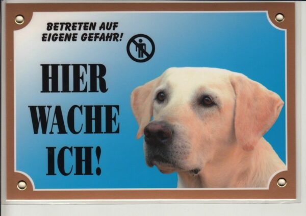 Warntafel "Hier wache ich" Hunde Warnschild 20x14 cm Außenbereich 25 Hunderassen