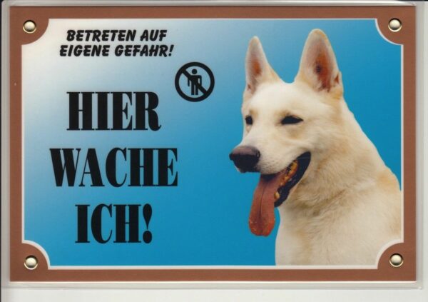 Warntafel "Hier wache ich" Hunde Warnschild 20x14 cm Außenbereich 25 Hunderassen