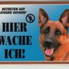 Warntafel "Hier wache ich" Hunde Warnschild 20x14 cm Außenbereich 25 Hunderassen