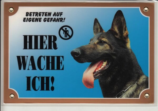 Warntafel "Hier wache ich" Hunde Warnschild 20x14 cm Außenbereich 25 Hunderassen