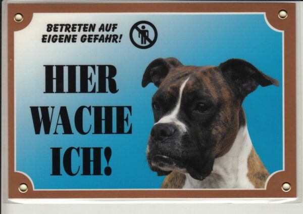 Warntafel "Hier wache ich" Hunde Warnschild 20x14 cm Außenbereich 25 Hunderassen