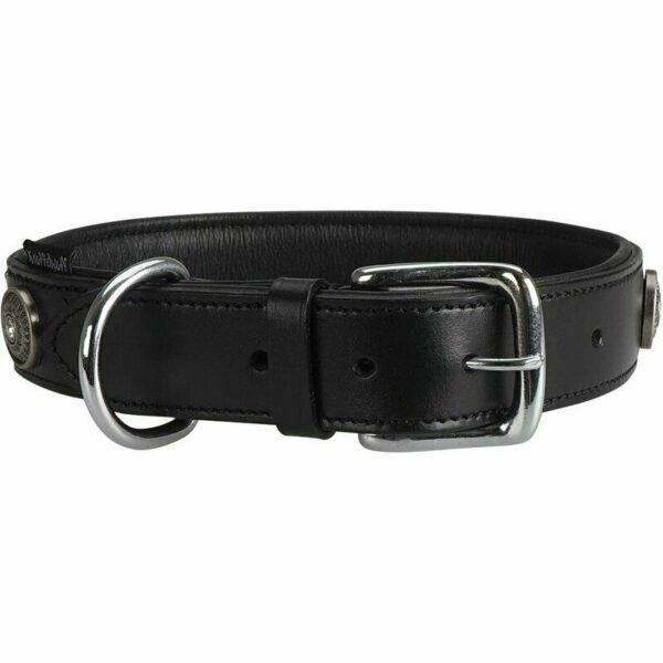 Knuffelwuff Nieten Leder Hundehalsband Halsband Hamilton Schwarz alle Größen